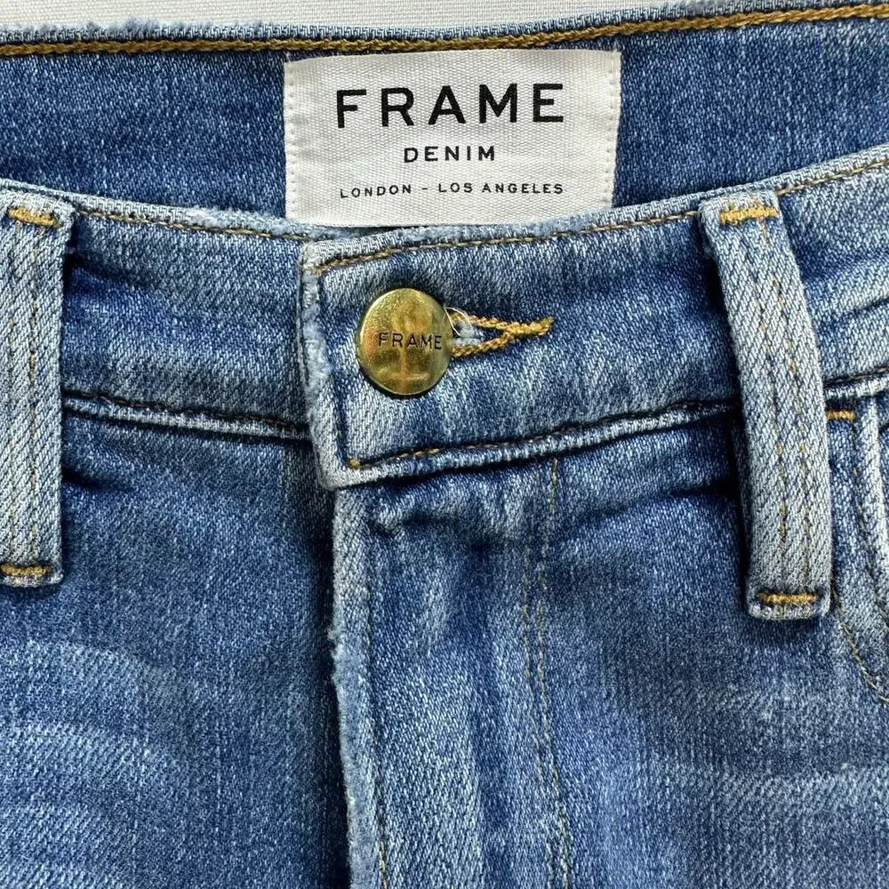 Frame “Le Boy” Cropped Boyfriend Jeans Zip Ankle Lightly Distressed – Size 27 - Picture 8 of 8